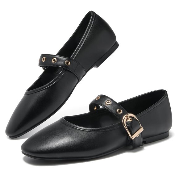 Women's Mary Jane Flats Adjustable Strap Round Toe Office Comfortable